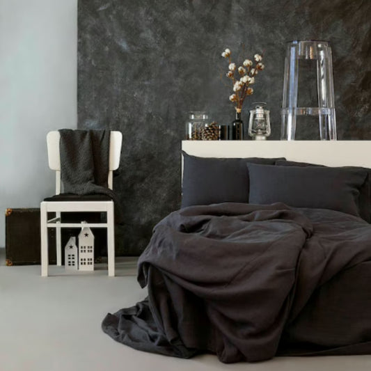 Linen Duvet Cover in Charcoal Gray