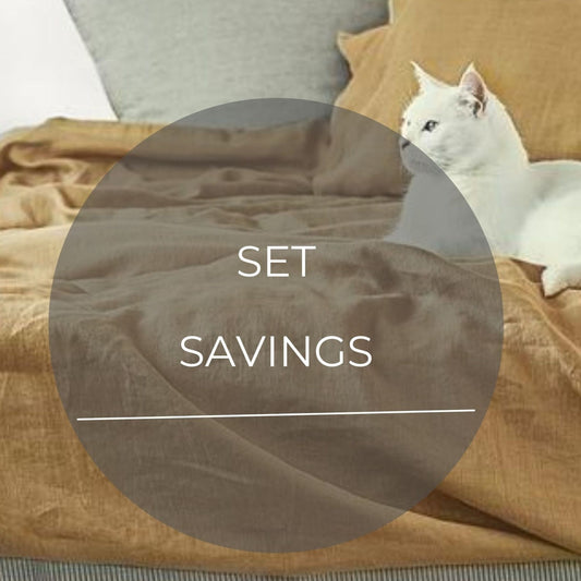 Deep Mustard color Linen Bedding set-Duvet cover & 2 Pillow Cases (3 pcs)