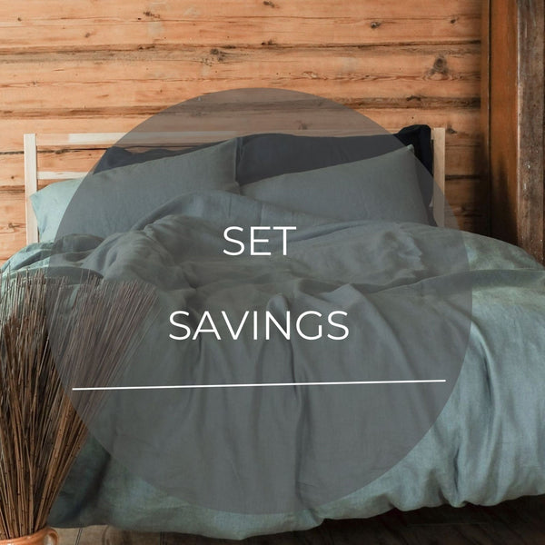 Dove Gray Linen Bedding set-Duvet cover & 2 Pillow Cases (3 pcs)