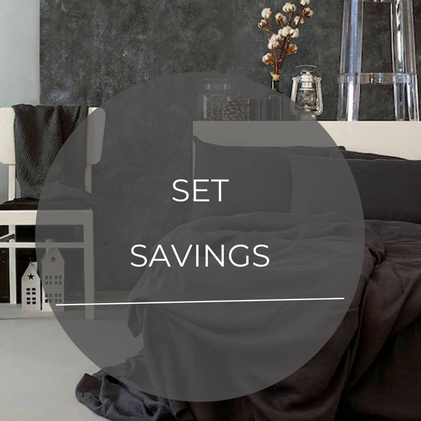 Charcoal Gray Linen Bedding set-Duvet cover & 2 Pillow Cases (3 pcs)