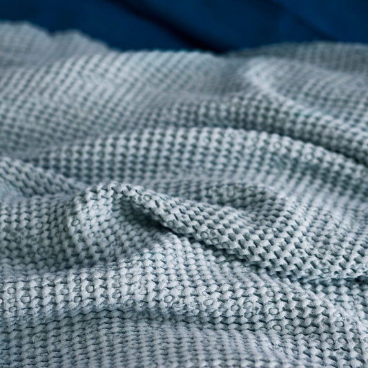 Sky Blue color Waffle textured Linen Blanket