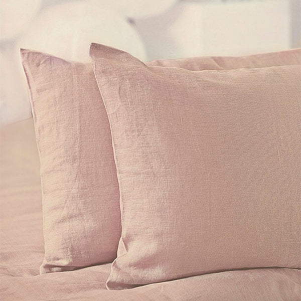 Pastel Pink color Linen Bedding set-Duvet cover & 2 Pillow Cases (3 pcs)