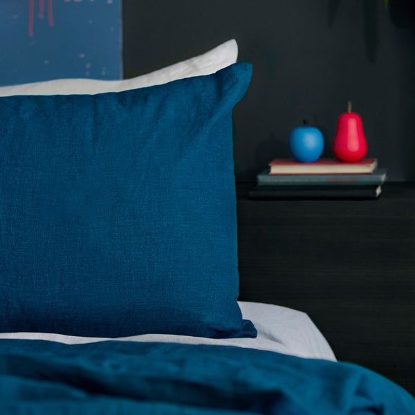 Linen Pillow Case in Sea Blue color