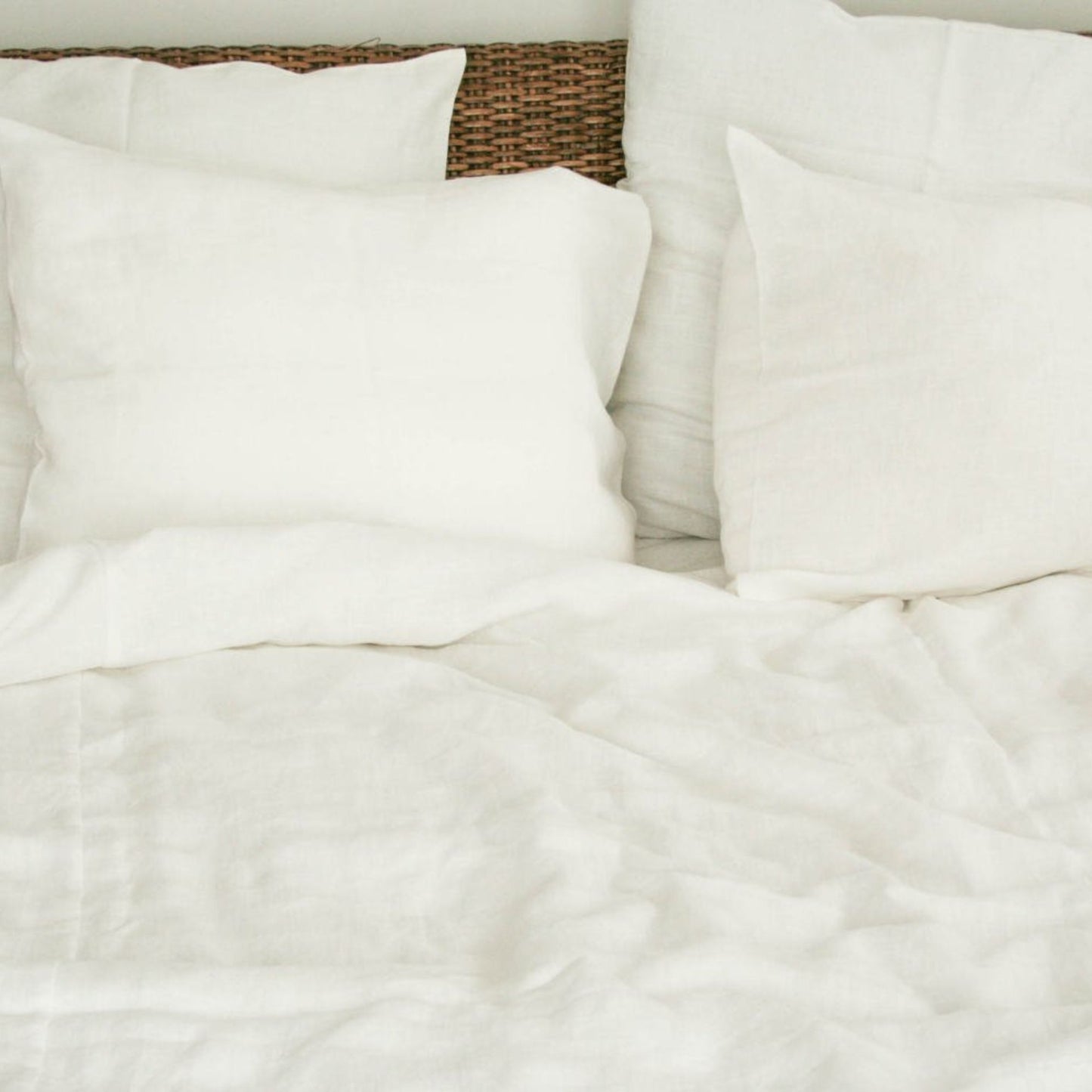 Milk White Linen Bedding set-Duvet cover & 2 Pillow Cases (3 pcs)