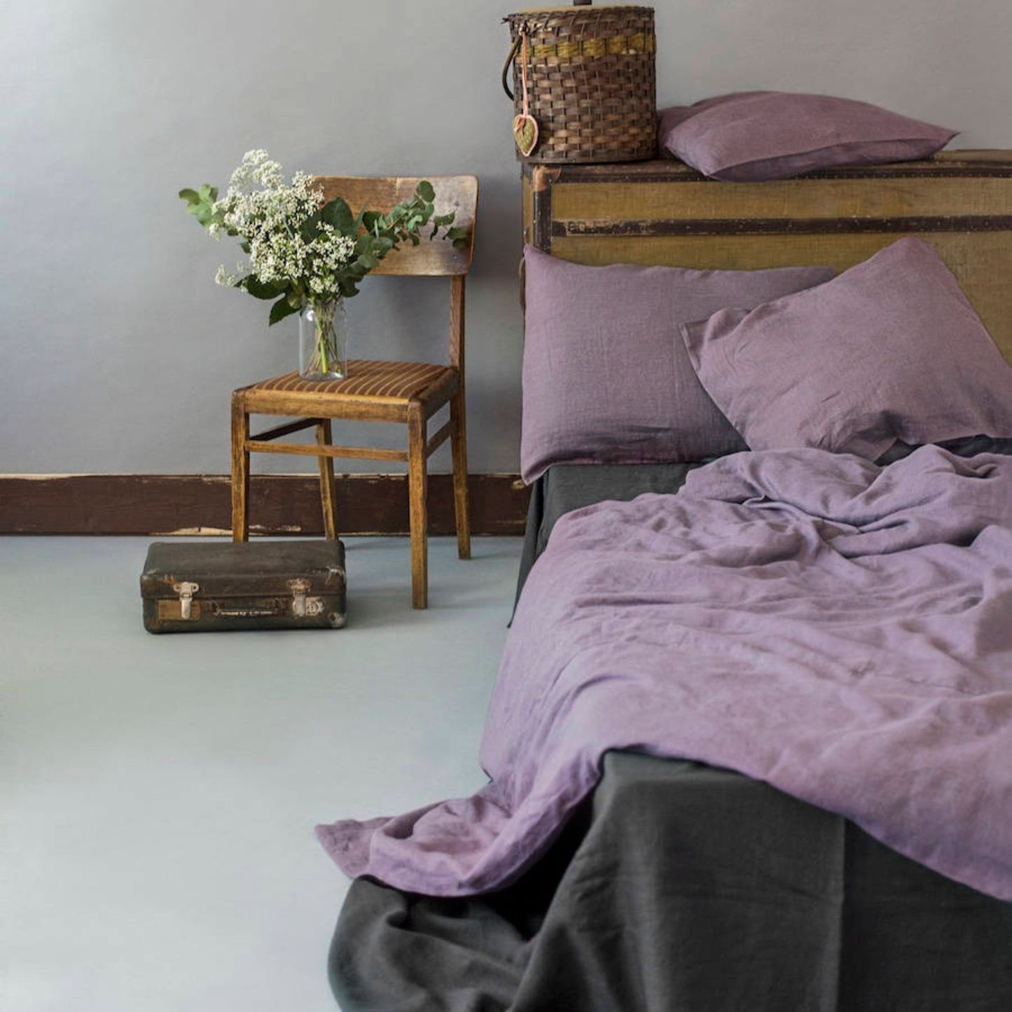 Lavender Color Linen Pillowcase