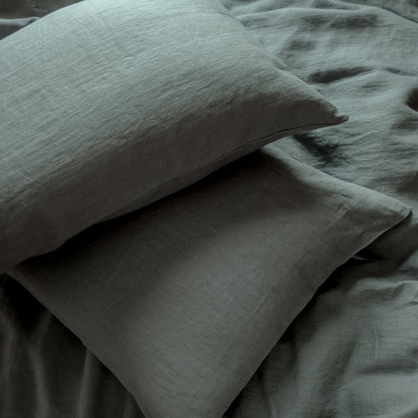 Dove Gray Linen Bedding set-Duvet cover & 2 Pillow Cases (3 pcs)