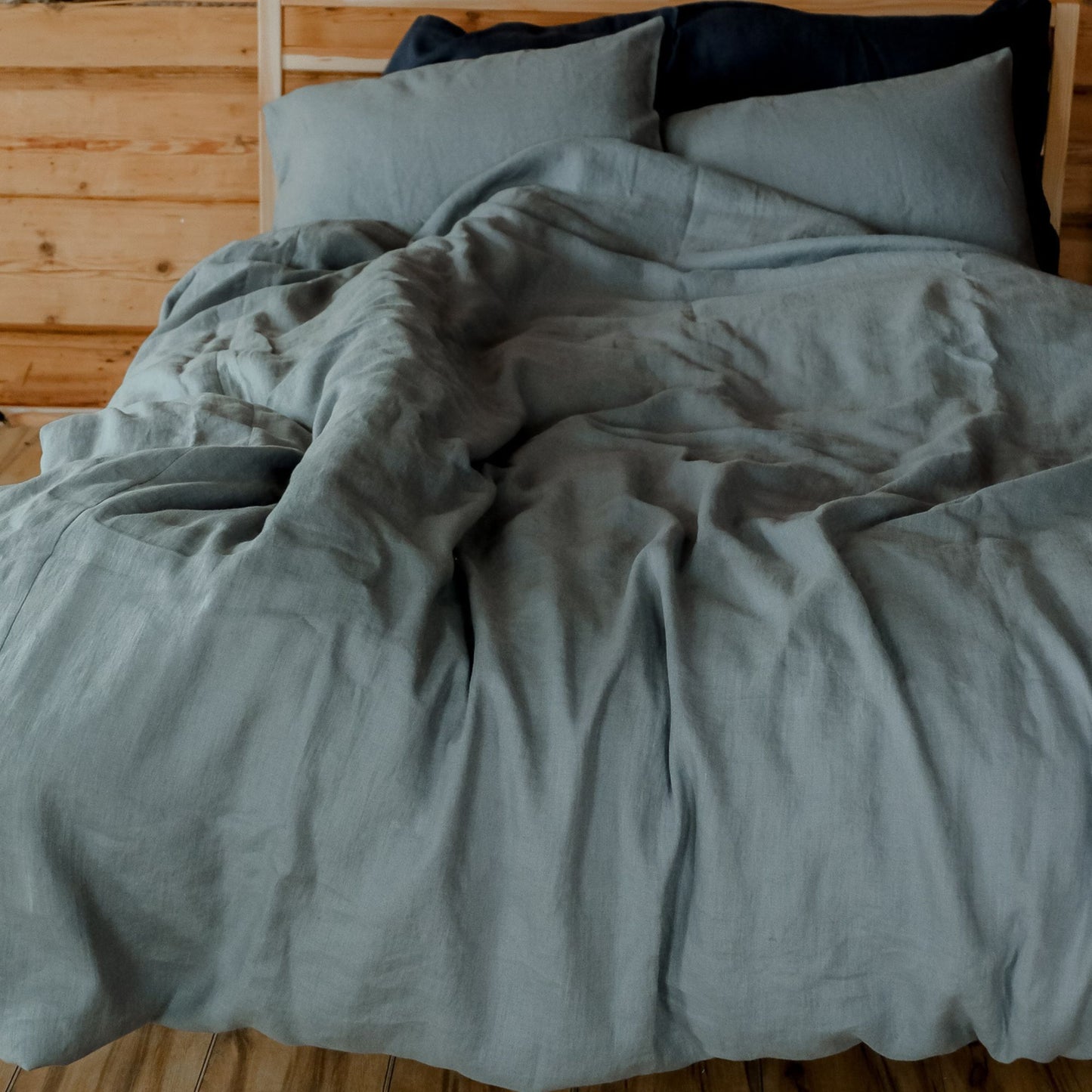 Dove Gray Linen Bedding set-Duvet cover & 2 Pillow Cases (3 pcs)