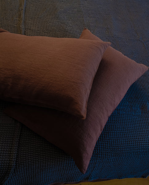 Linen Pillow Case in Chocolate Brown